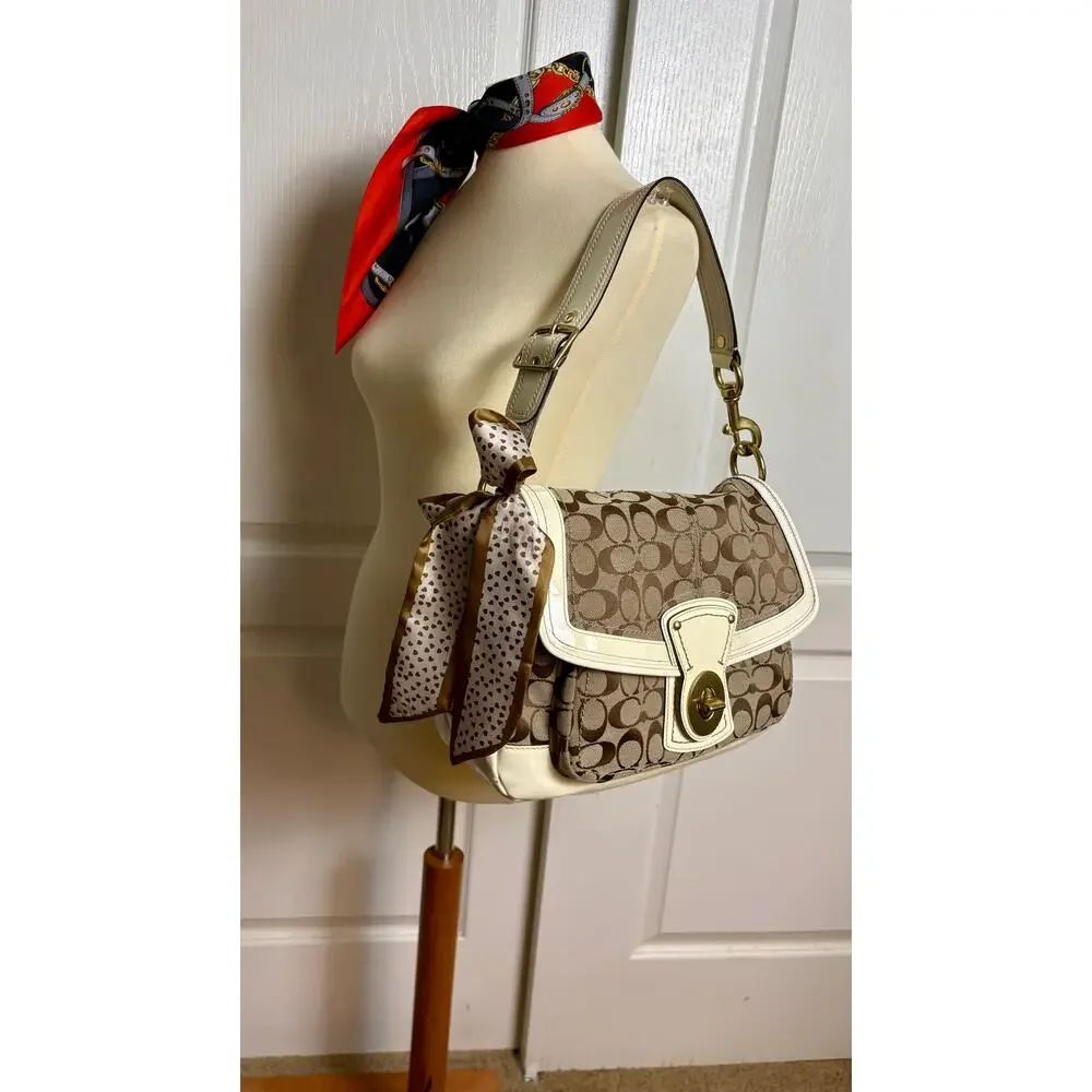 Coach Vintage Y2K Legacy Signature Slim Flap Shoulder Bag with Scarf - Picture 2 of 16